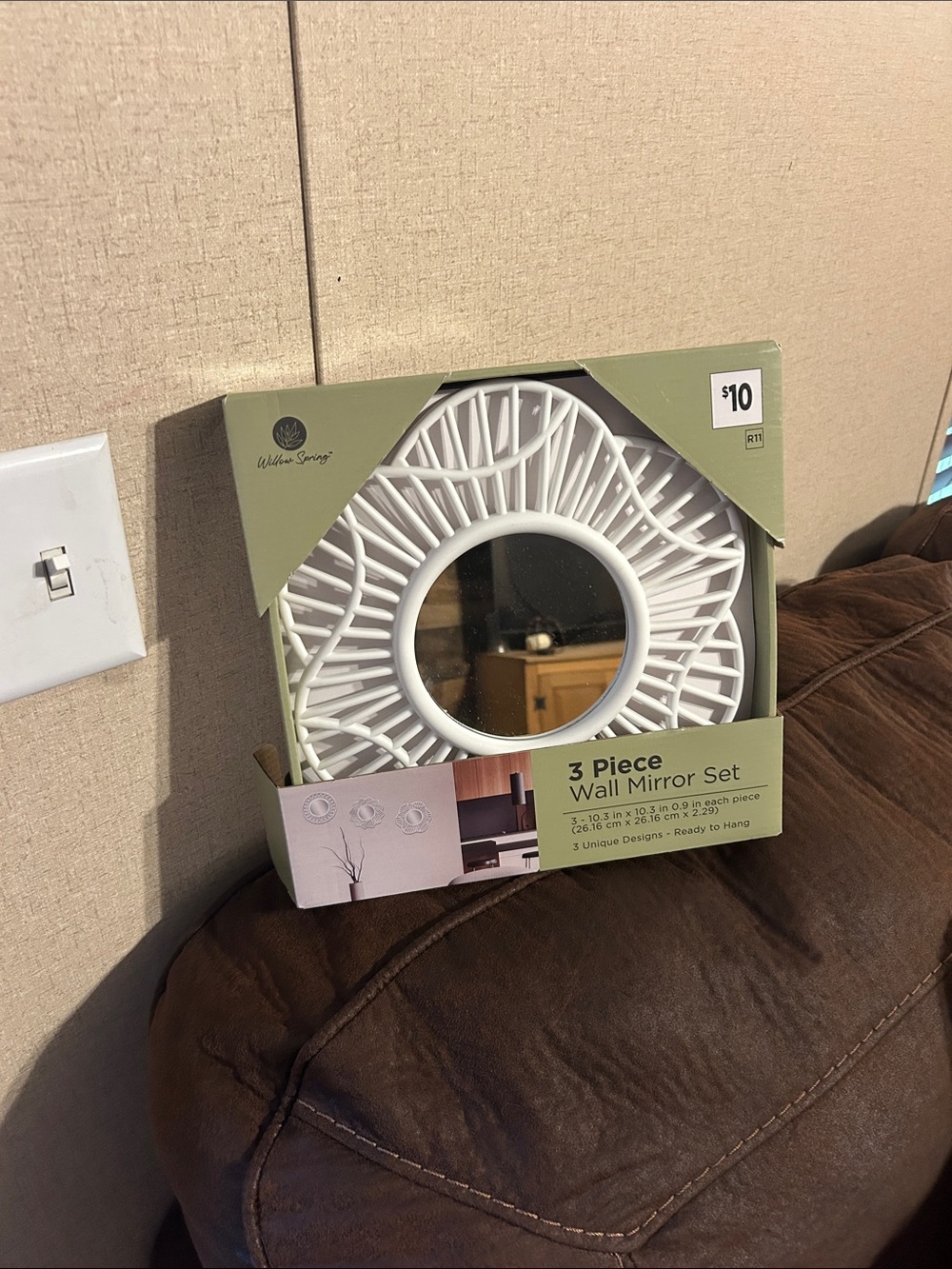 3-Piece White Wall Mirror Set by